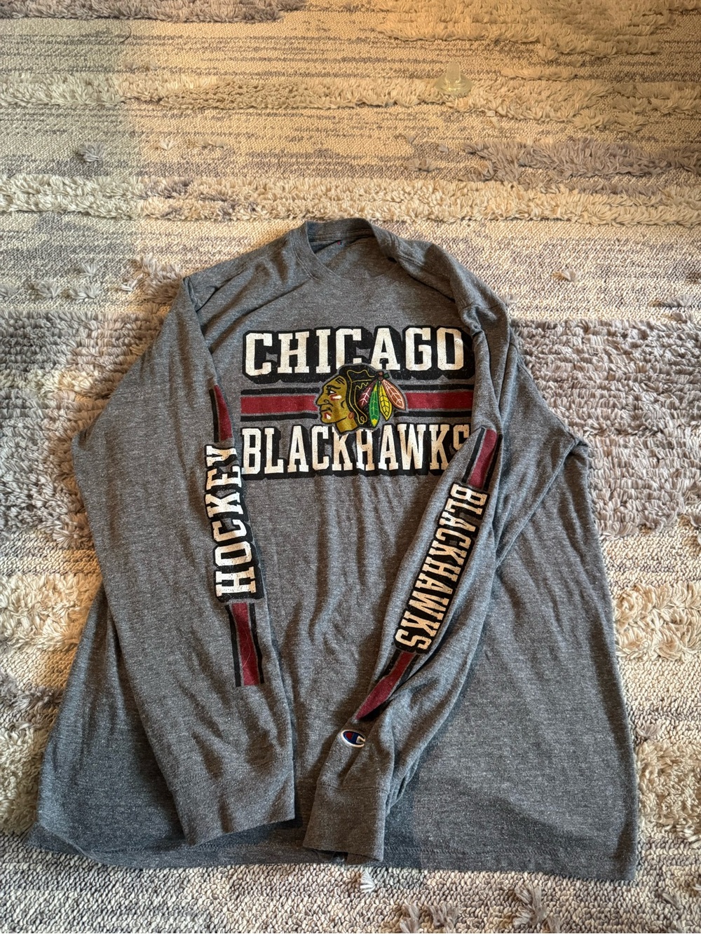 Champion Gray Chicago Blackhawks Long-Sleeve Graphic Shirt